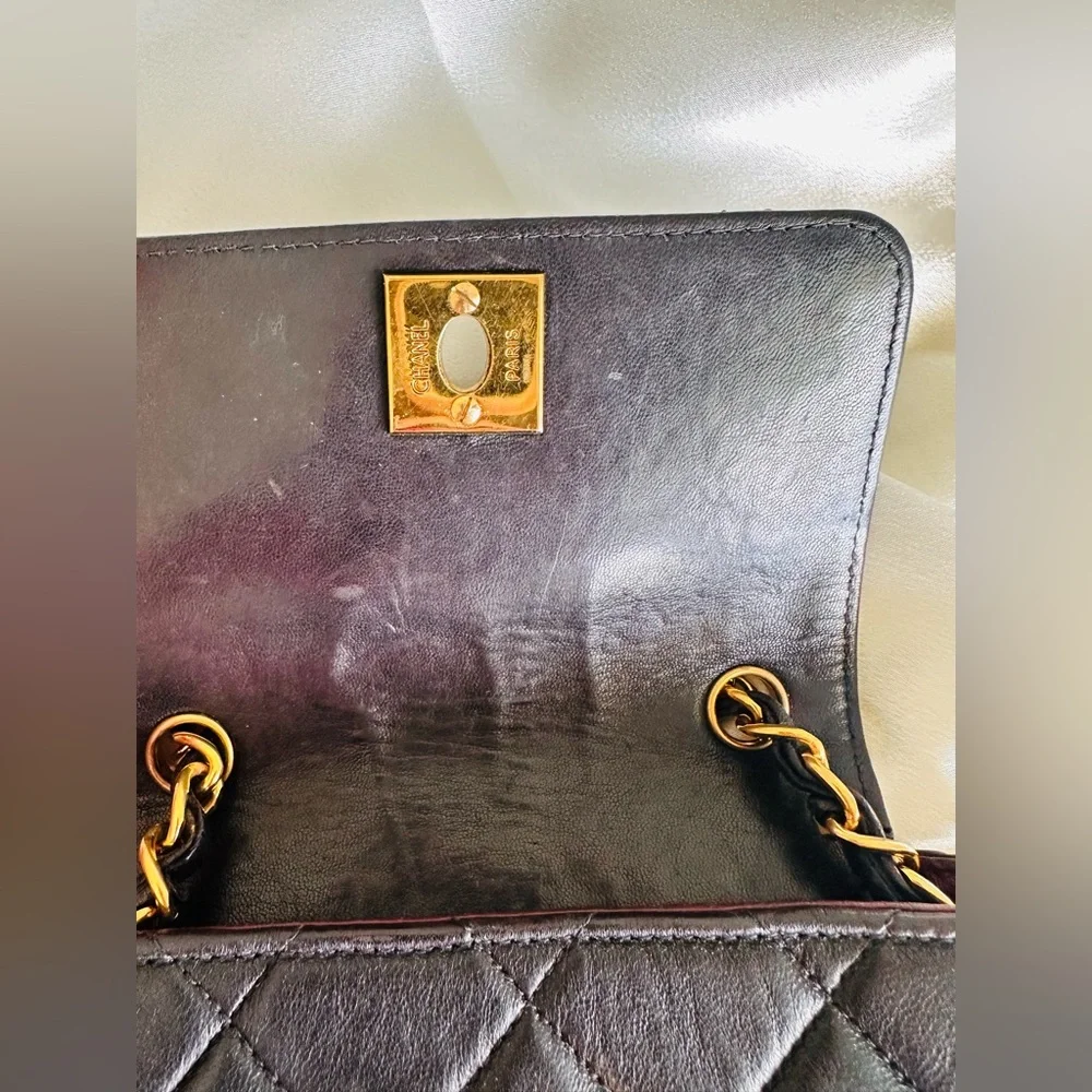 Chanel 1994 Mini Black Quilted Crossbody with Gold Chain